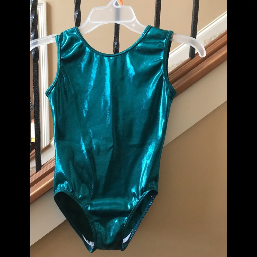 LIKE NEW Shiny Teal LEOTARD; Size CLA
